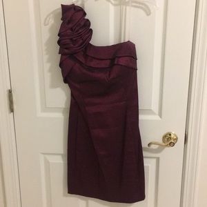 Wine colored semi-formal dress with ruffle
